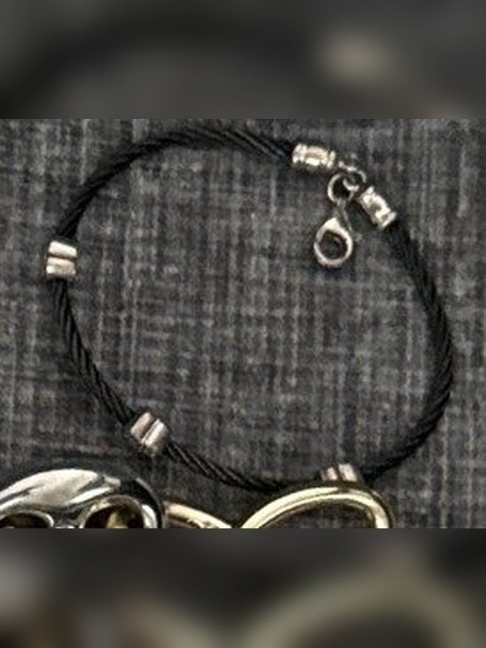 Black Cable Bracelet with Silver Ends